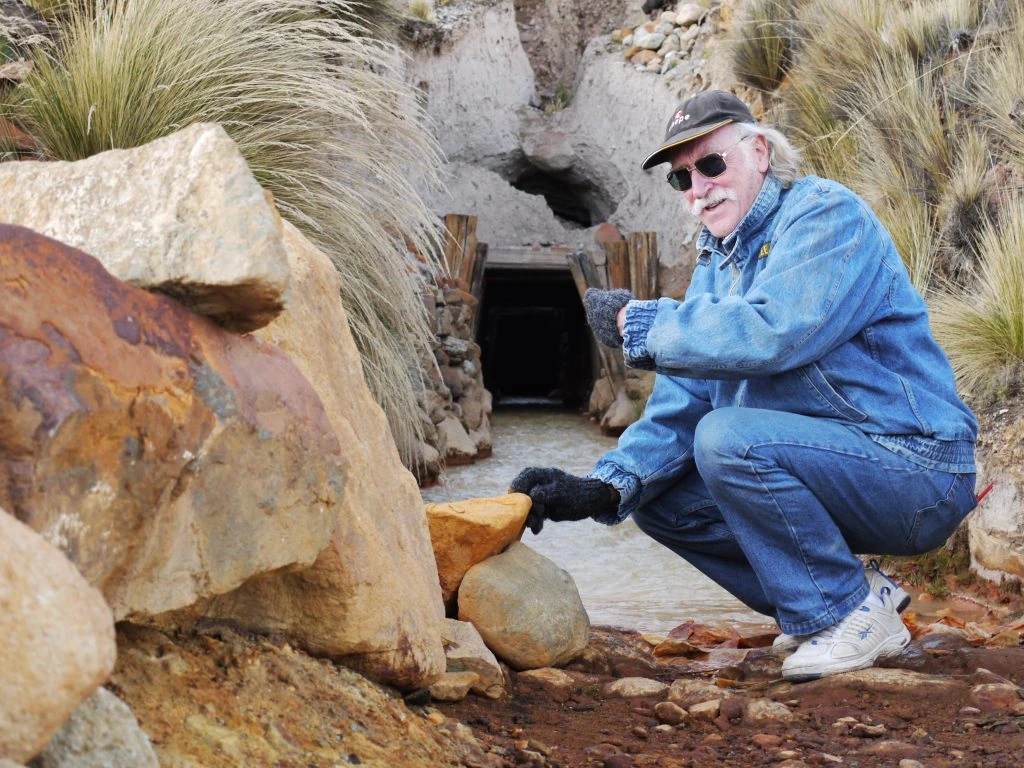 René sourcing specimens at a mine in South America